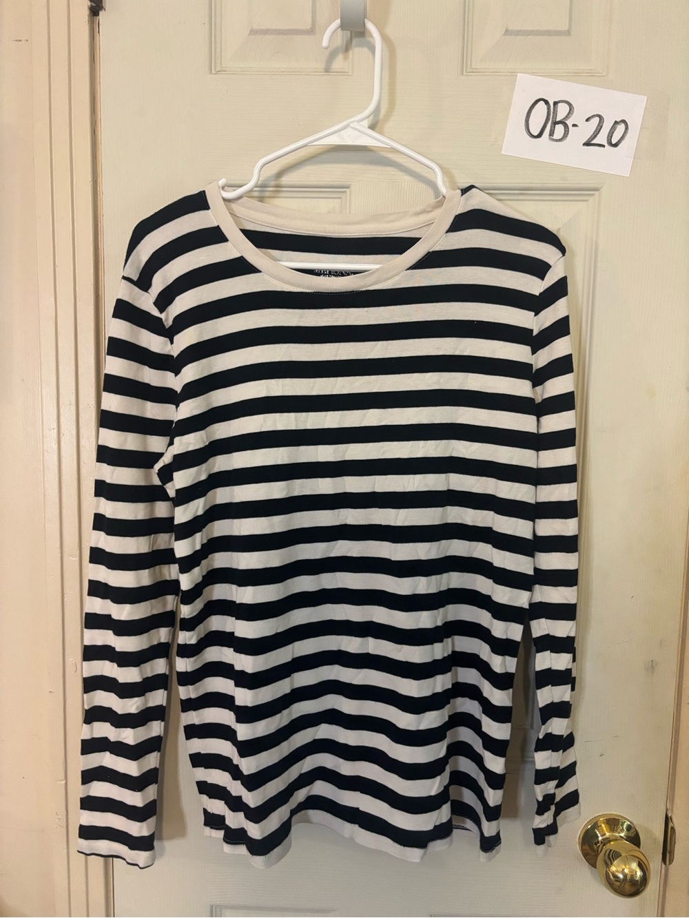 Merona Black and White Striped Long Sleeve Tee